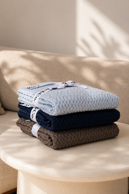 100% Organic Cotton Blanket Midnight Blue