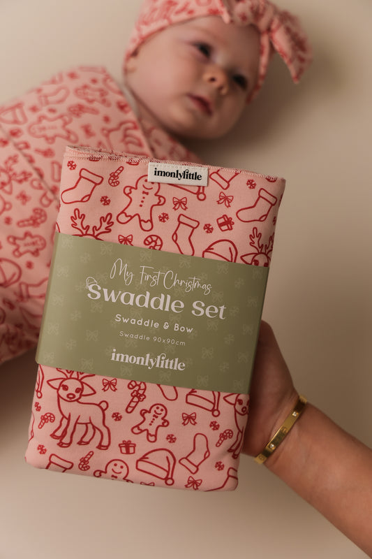 Merry Swaddle & Bow Set