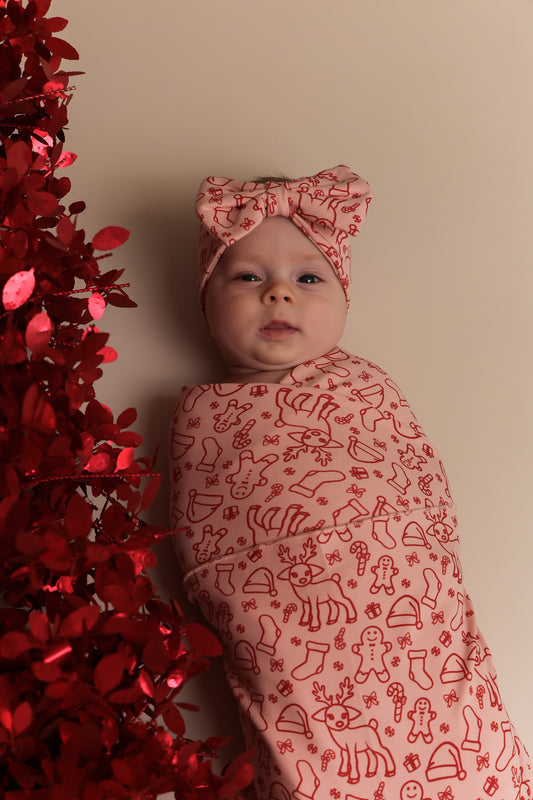 Merry Swaddle & Bow Set