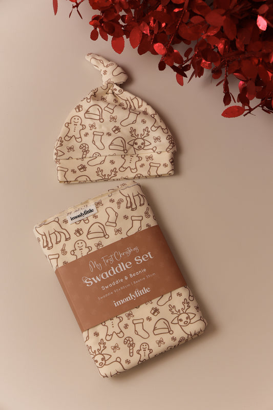 Merry Swaddle & Beanie Set