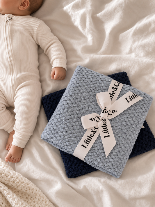 100% Organic Cotton Blanket Sky Blue