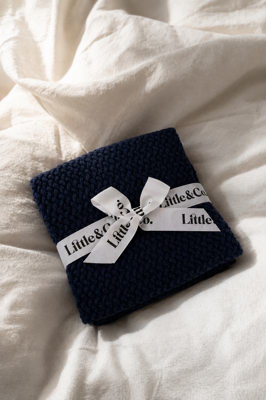 100% Organic Cotton Blanket Midnight Blue