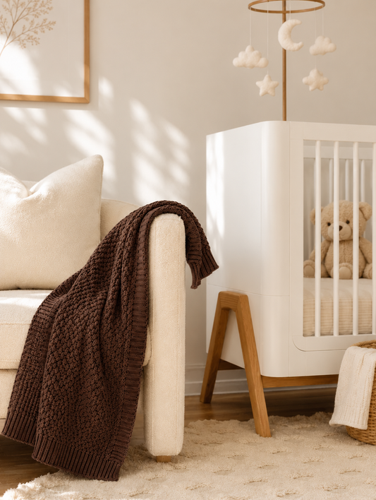 100% Organic Cotton Blanket Chocolate Brown