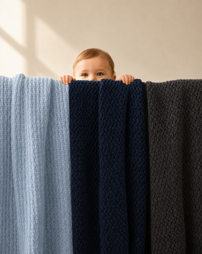 100% Organic Cotton Blanket Navy Blue