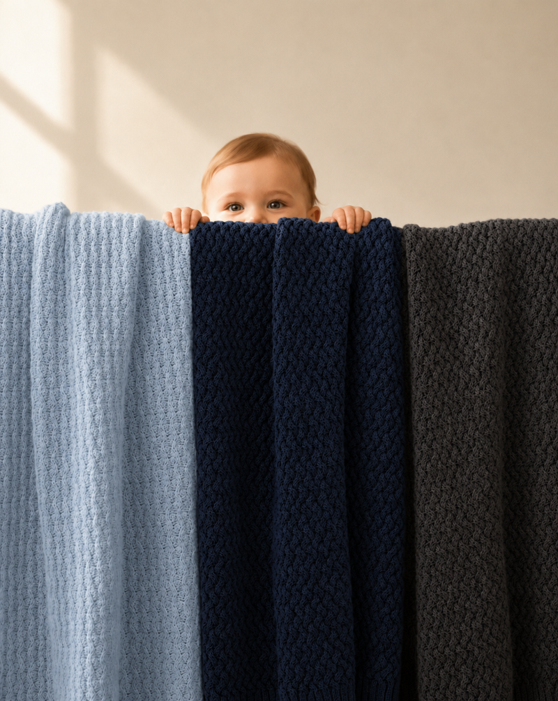 100% Organic Cotton Blanket Navy Blue