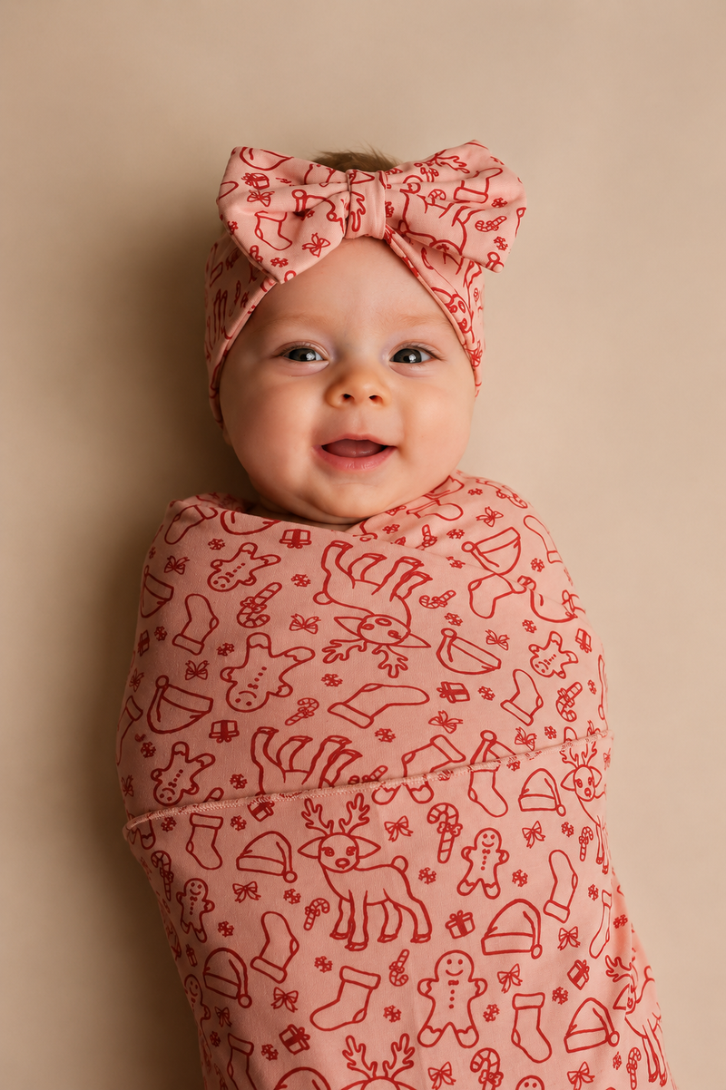 Merry Swaddle & Bow Set