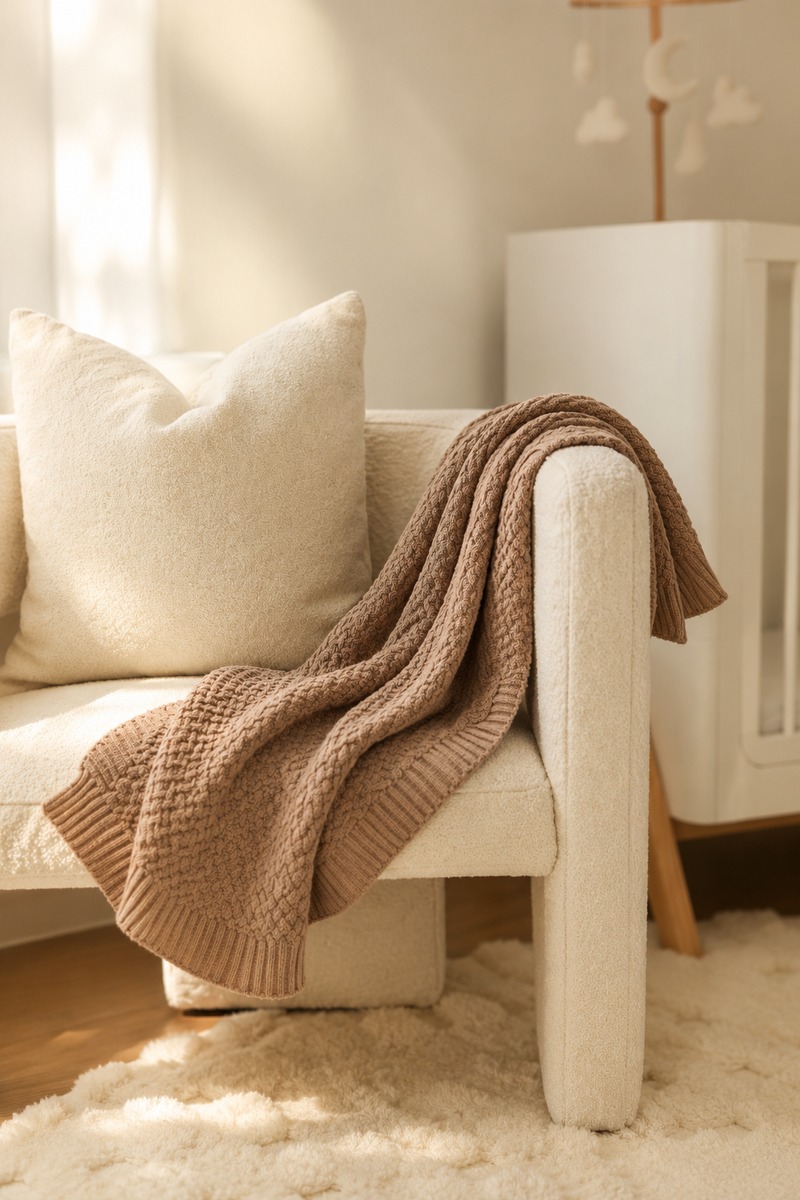 100% Organic Cotton Blanket Brown