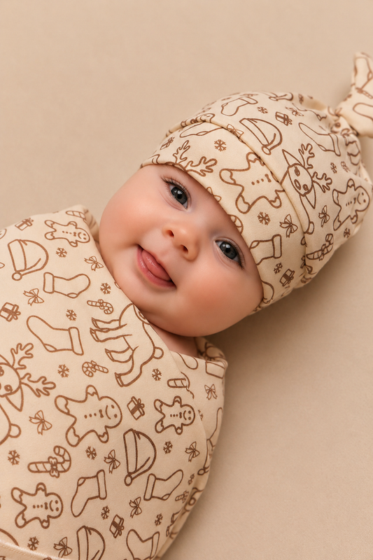 Merry Swaddle & Beanie Set